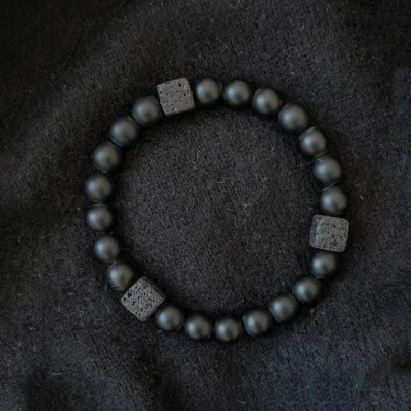 Schwarz Matt Onyx & Lava Armband – Energie & Balance Schmuck