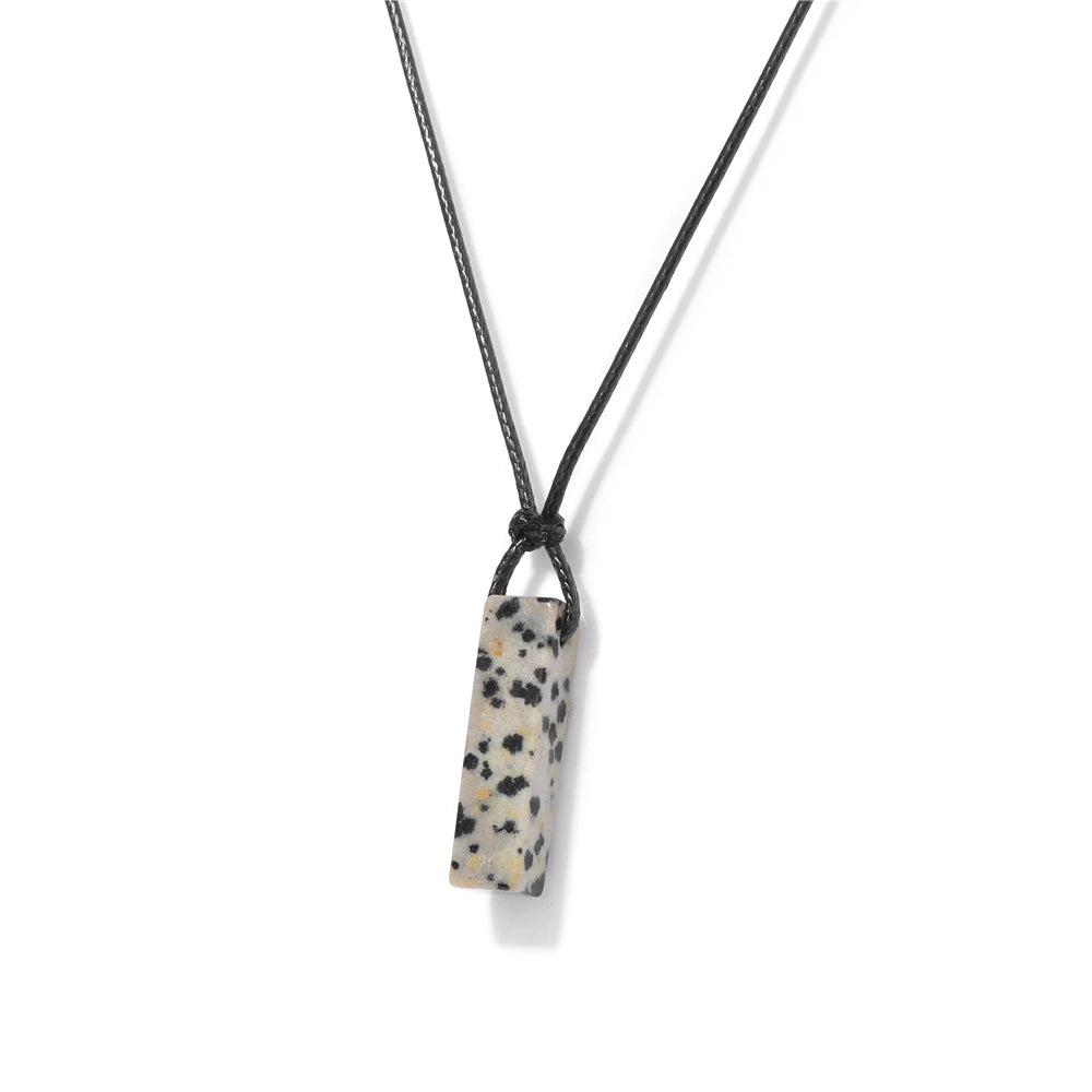 Vintage Herren Halskette – Obsidian & Tigerauge Anhänger mit Lederseil
