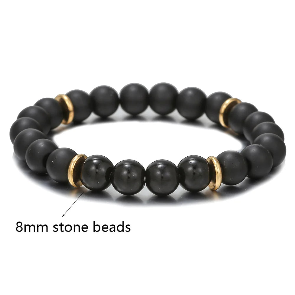 Schwarz Matt Onyx & Lava Armband – Energie & Balance Schmuck