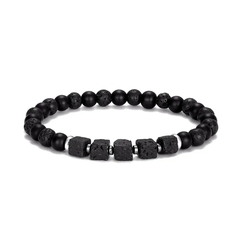 Schwarz Matt Onyx & Lava Armband – Energie & Balance Schmuck