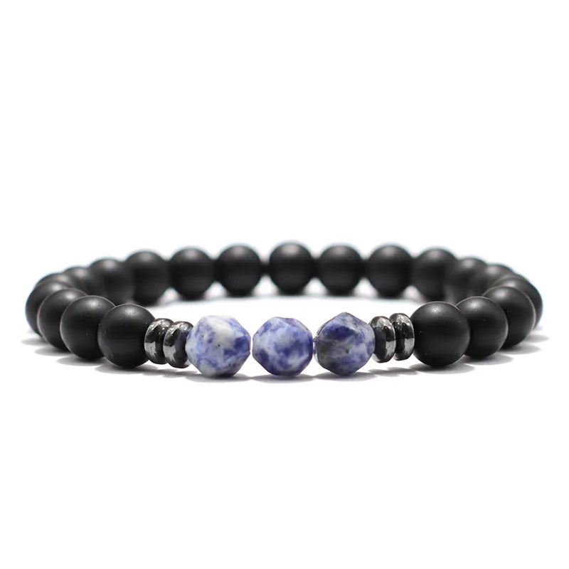 Herren Armband – Schwarzer Onyx, Tigerauge & Sodalith Natursteinperlen