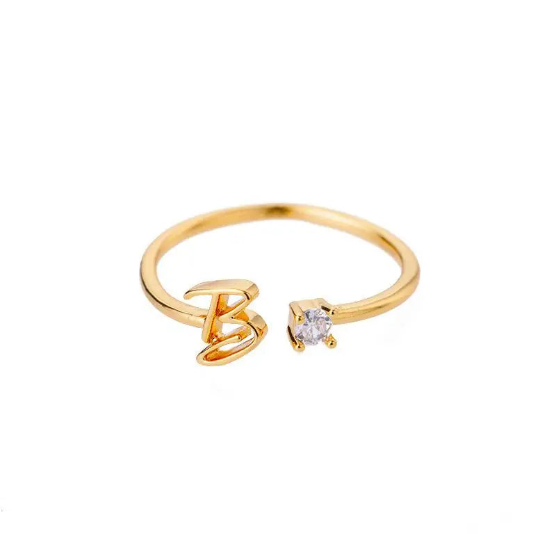 Einstellbarer Edelstahlring mit A–Z Buchstaben