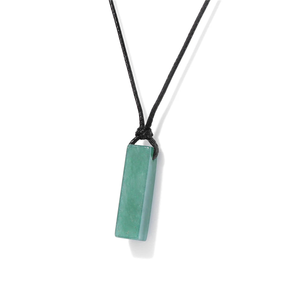Vintage Herren Halskette – Obsidian & Tigerauge Anhänger mit Lederseil