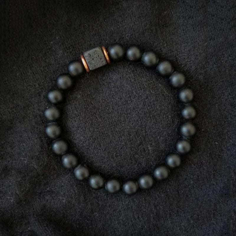 Schwarz Matt Onyx & Lava Armband – Energie & Balance Schmuck
