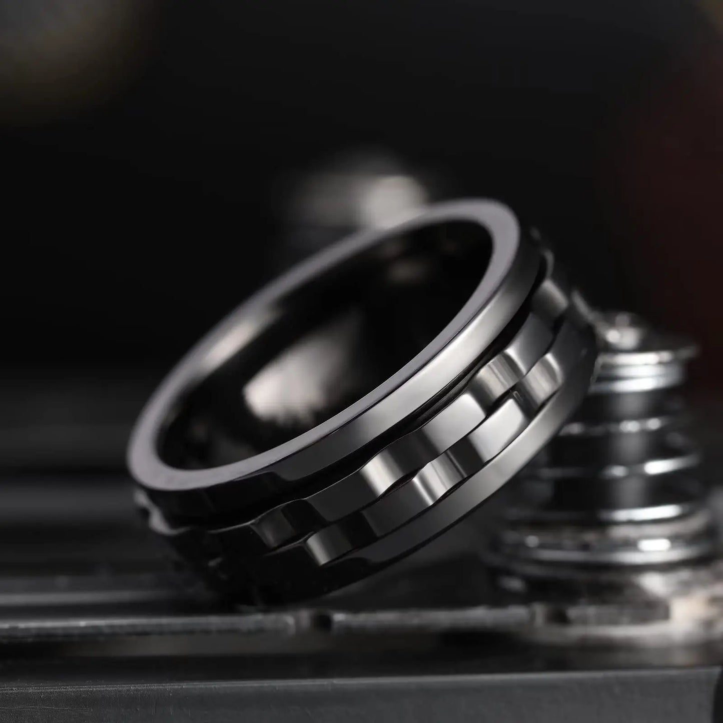 Männer Spinner-Ring – Titanstahl, Anti-Angst, Rotierender Kettenring