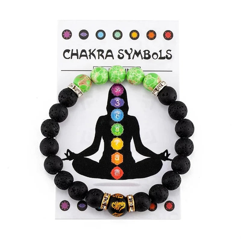 Elastisches Vulkanstein Armband – Buntes Yoga- & Meditationsarmband für Sie & Ihn