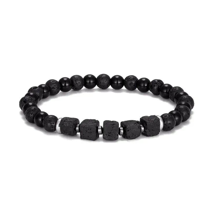 Schwarz Matt Onyx & Lava Armband – Energie & Balance Schmuck