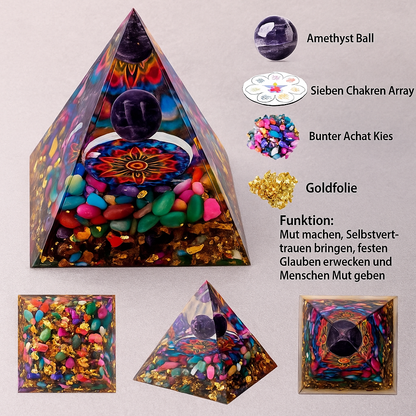 Kristall-Energiepyramide – Peridot & Amethyst für Reiki & Chakra-Heilung