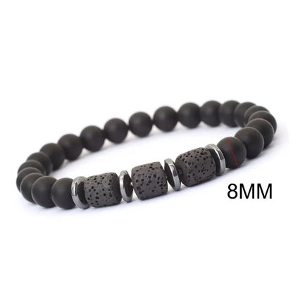 Schwarz Matt Onyx & Lava Armband – Energie & Balance Schmuck