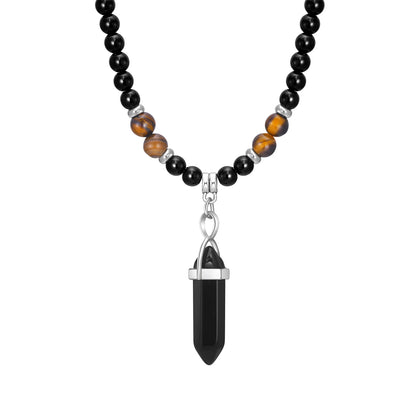 Tibetische Phurba Dolch Halskette – Kilaya & Tigerauge mit Lava Stein