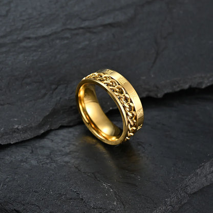 Rotierender Anti-Stress-Ring – Edelstahlring mit Römischen Zahlen für Herren