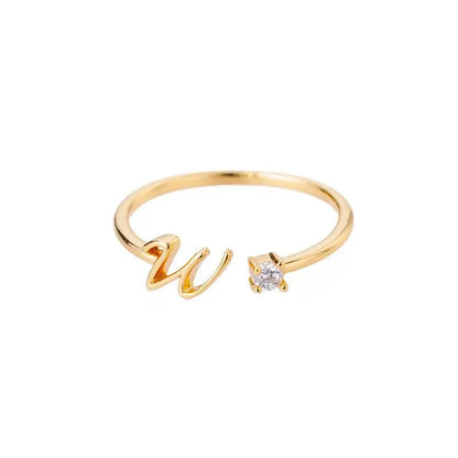 Einstellbarer Edelstahlring mit A–Z Buchstaben