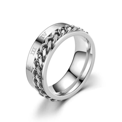Rotierender Anti-Stress-Ring – Edelstahlring mit Römischen Zahlen für Herren