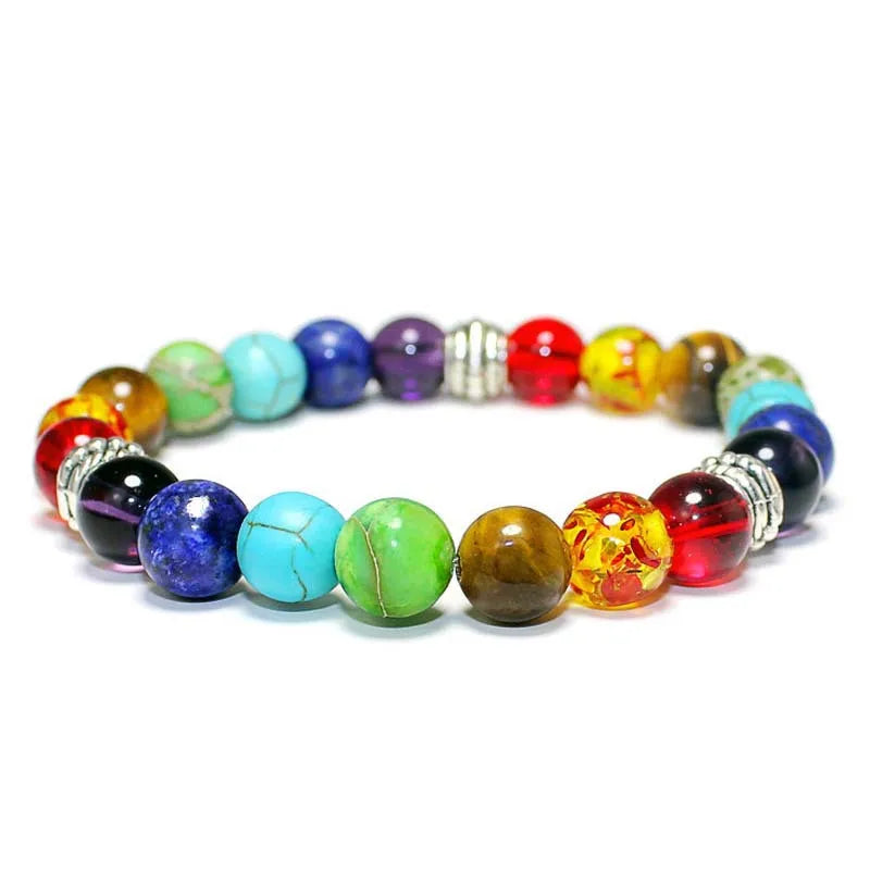 7-Chakra Heilstein Armband – Lavastein & Kristallperlen für Energie & Balance