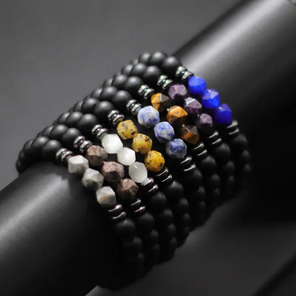 Herren Armband – Schwarzer Onyx, Tigerauge & Sodalith Natursteinperlen