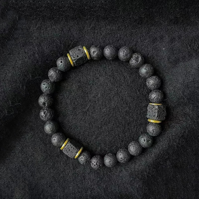 Schwarz Matt Onyx & Lava Armband – Energie & Balance Schmuck