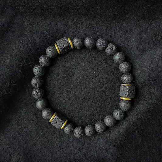 Schwarz Matt Onyx & Lava Armband – Energie & Balance Schmuck