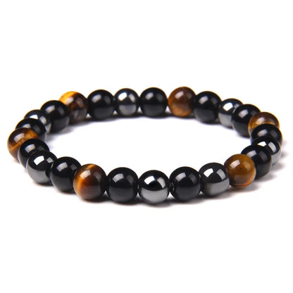 Herren Armband mit Obsidian, Hämatit & Tigerauge – Magnetischer Gesundheitsschutz