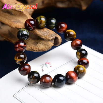 Tigerauge Armband für Paare – Elastisch, mit Heilstein & Buddha-Charm