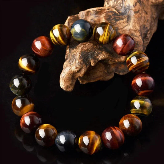 Tigerauge Armband für Paare – Elastisch, mit Heilstein & Buddha-Charm