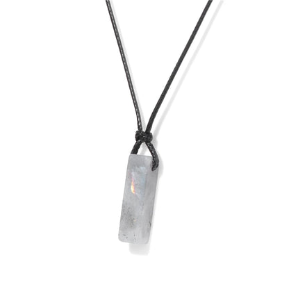 Vintage Herren Halskette – Obsidian & Tigerauge Anhänger mit Lederseil