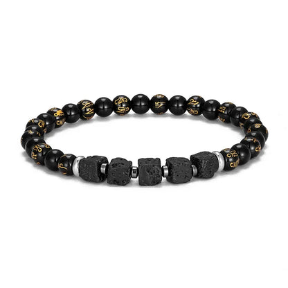 Schwarz Matt Onyx & Lava Armband – Energie & Balance Schmuck