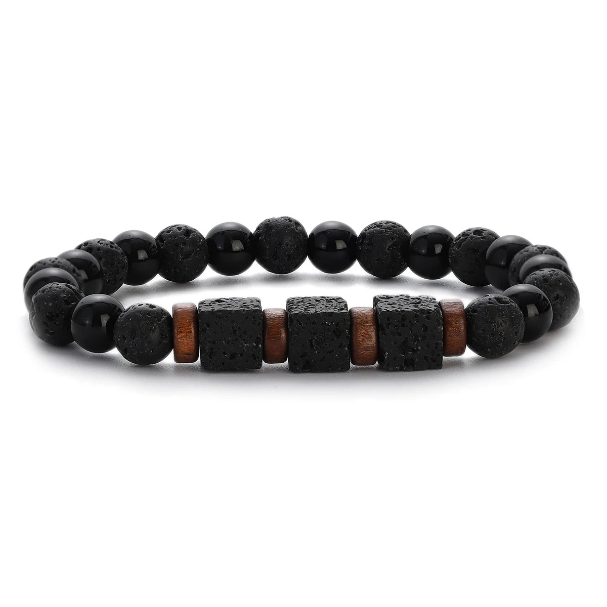 Schwarz Matt Onyx & Lava Armband – Energie & Balance Schmuck