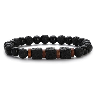 Schwarz Matt Onyx & Lava Armband – Energie & Balance Schmuck