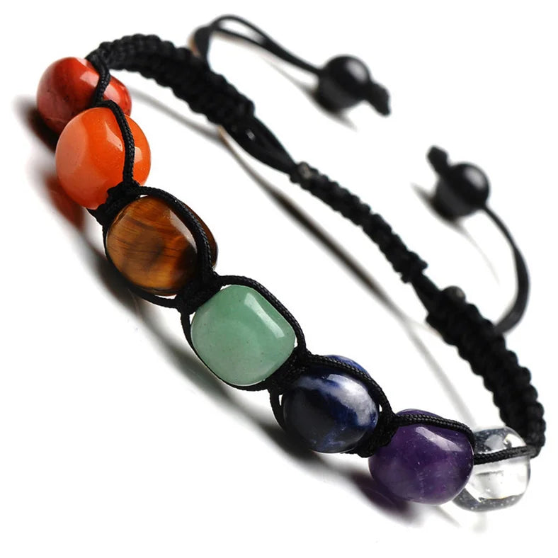 7-Chakra Heilstein Armband – Lavastein & Kristallperlen für Energie & Balance