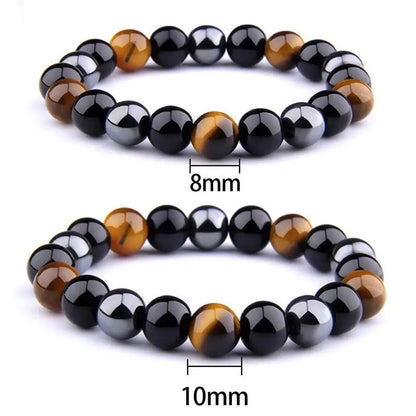 Herren Armband mit Obsidian, Hämatit & Tigerauge – Magnetischer Gesundheitsschutz