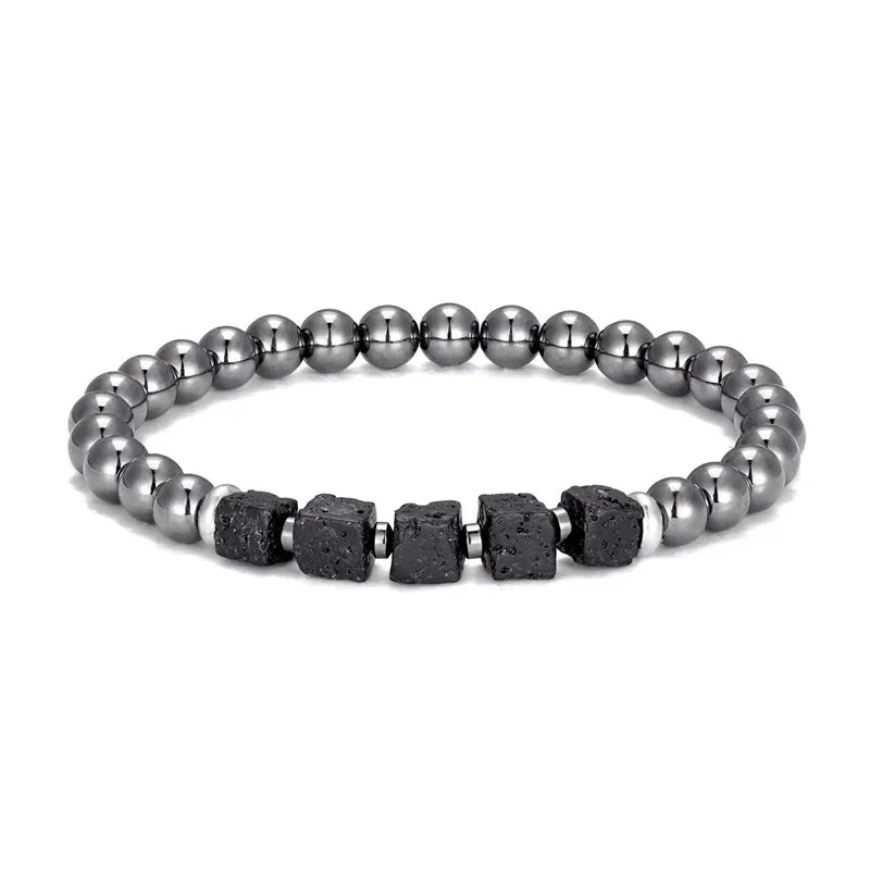 Schwarz Matt Onyx & Lava Armband – Energie & Balance Schmuck