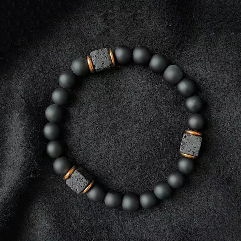 Schwarz Matt Onyx & Lava Armband – Energie & Balance Schmuck