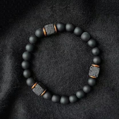 Schwarz Matt Onyx & Lava Armband – Energie & Balance Schmuck