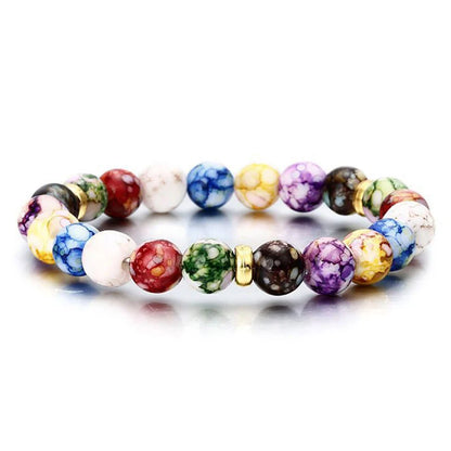 7-Chakra Heilstein Armband – Lavastein & Kristallperlen für Energie & Balance
