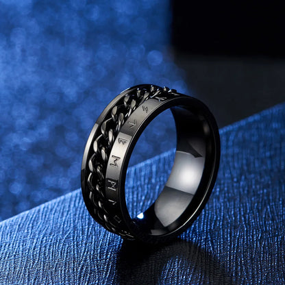 Rotierender Anti-Stress-Ring – Edelstahlring mit Römischen Zahlen für Herren