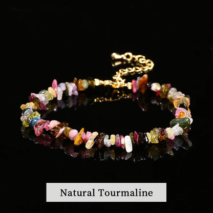 Chakra Armband mit Turmalin, Amethyst & Quarz – Verstellbar, Heilstein Schmuck
