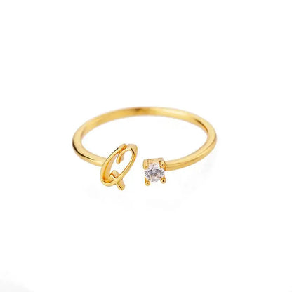 Einstellbarer Edelstahlring mit A–Z Buchstaben