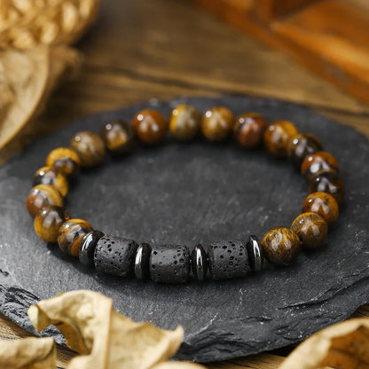 Schwarz Matt Onyx & Lava Armband – Energie & Balance Schmuck