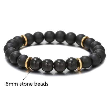 Schwarz Matt Onyx & Lava Armband – Energie & Balance Schmuck