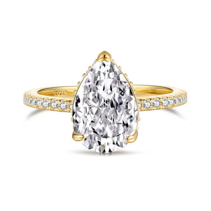 Vergoldeter Crushed Ice Ring – Saphiroptik & Edel-Look