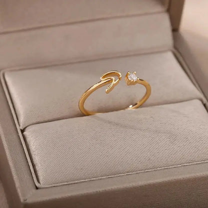 Einstellbarer Edelstahlring mit A–Z Buchstaben