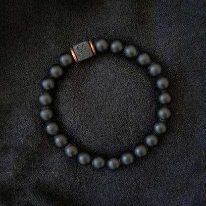 Schwarz Matt Onyx & Lava Armband – Energie & Balance Schmuck