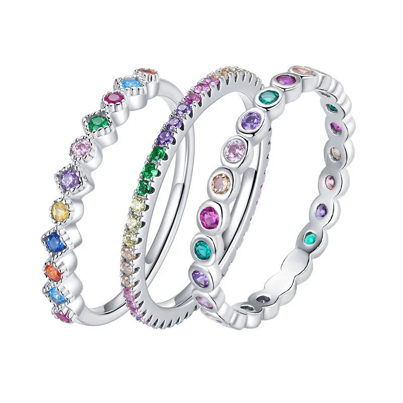 Rainbow Shine – Filigraner Damenring mit Zirkon