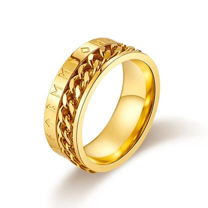 Rotierender Anti-Stress-Ring – Edelstahlring mit Römischen Zahlen für Herren